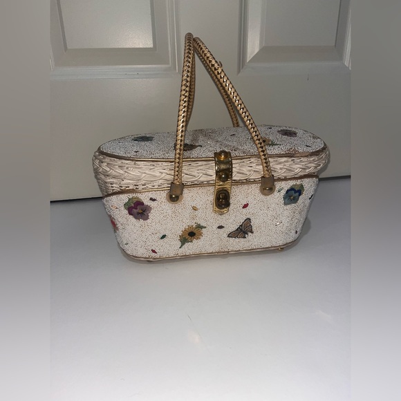 Midas of Miami Purse Basket 1950s 1960s Beaded Bag Designer Vintage Piece - Picture 1 of 12